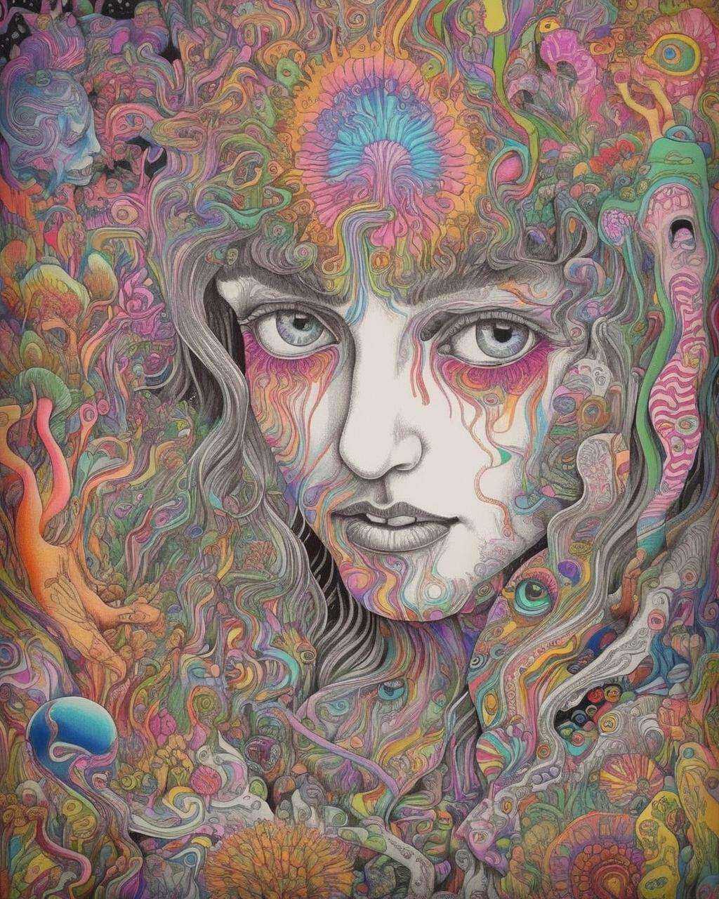 a detailed drawing,  psychedelic art on Tensor.Art