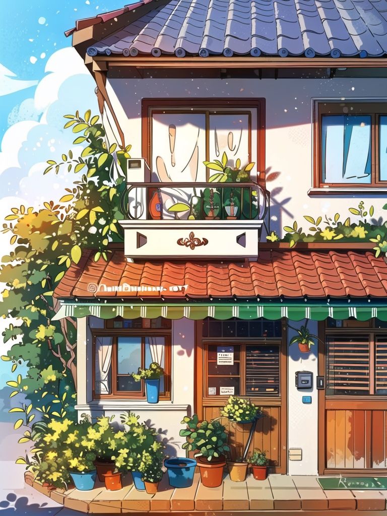 <lora:jzcg021:0.9> jzcg021, house, scenery, tree, plant, palm_tree, flower, window, masterpiece, best quality, 8k， ultra-high definition