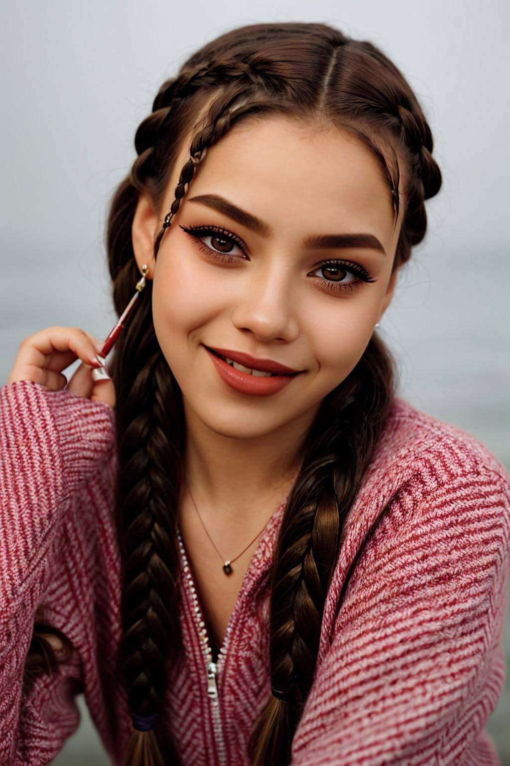 photo of ShaelahMcGilton lipstick invisible makeup wing eyeliner,  focus on eyes,  close up on face on Tensor.Art