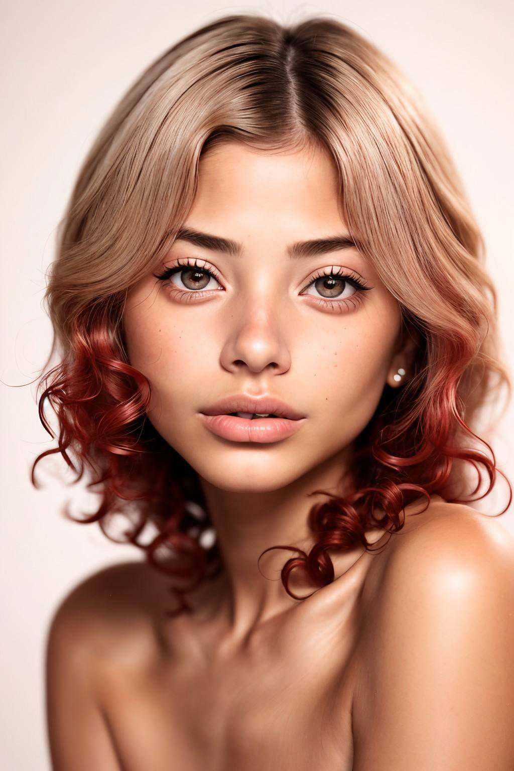 FranceskaFournier glamour photography young invisible makeup,  focus on eyes,  close up on face on Tensor.Art