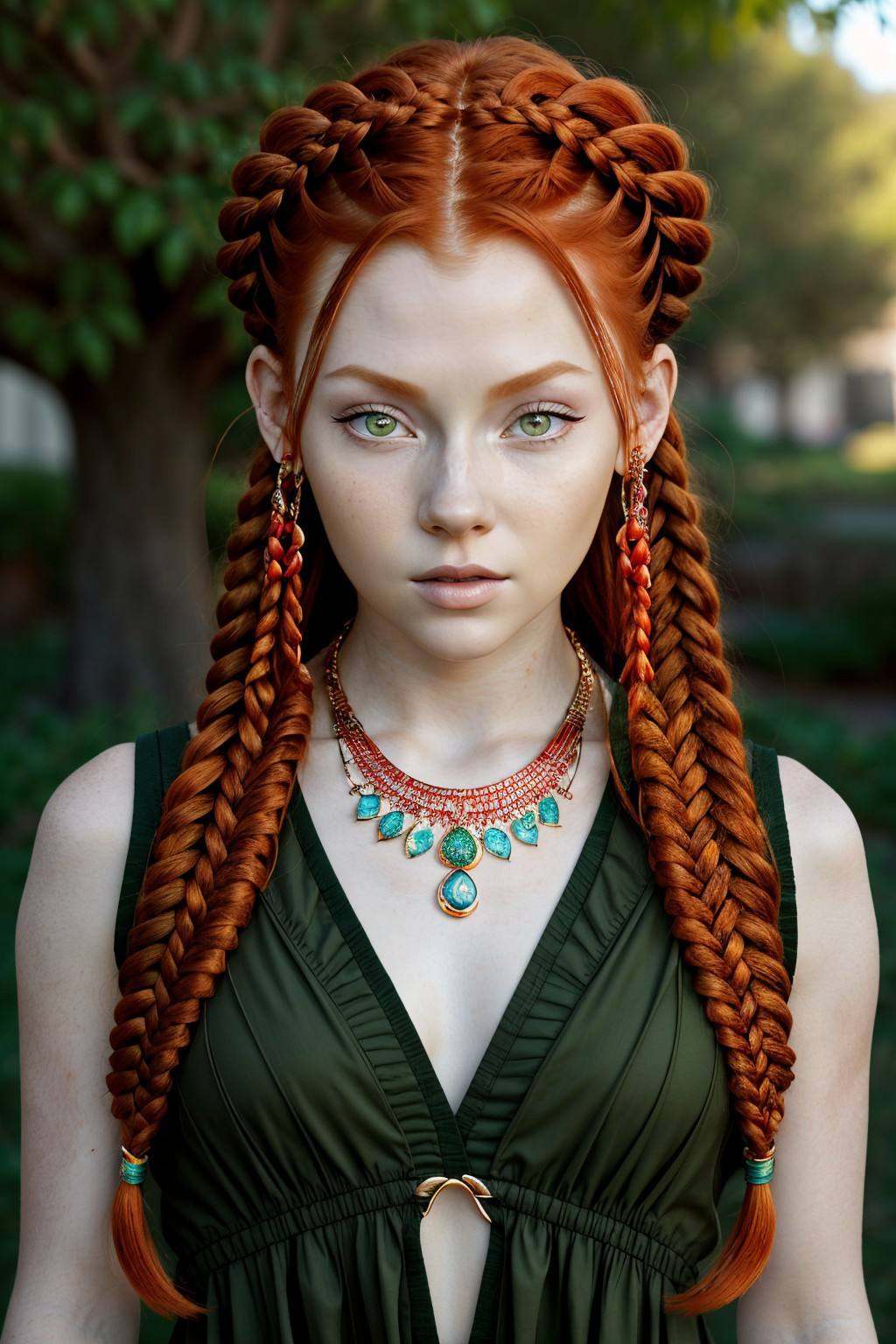 photo of ChandlerLovelle with red orange hair,  focus on eyes,  close up on face on Tensor.Art