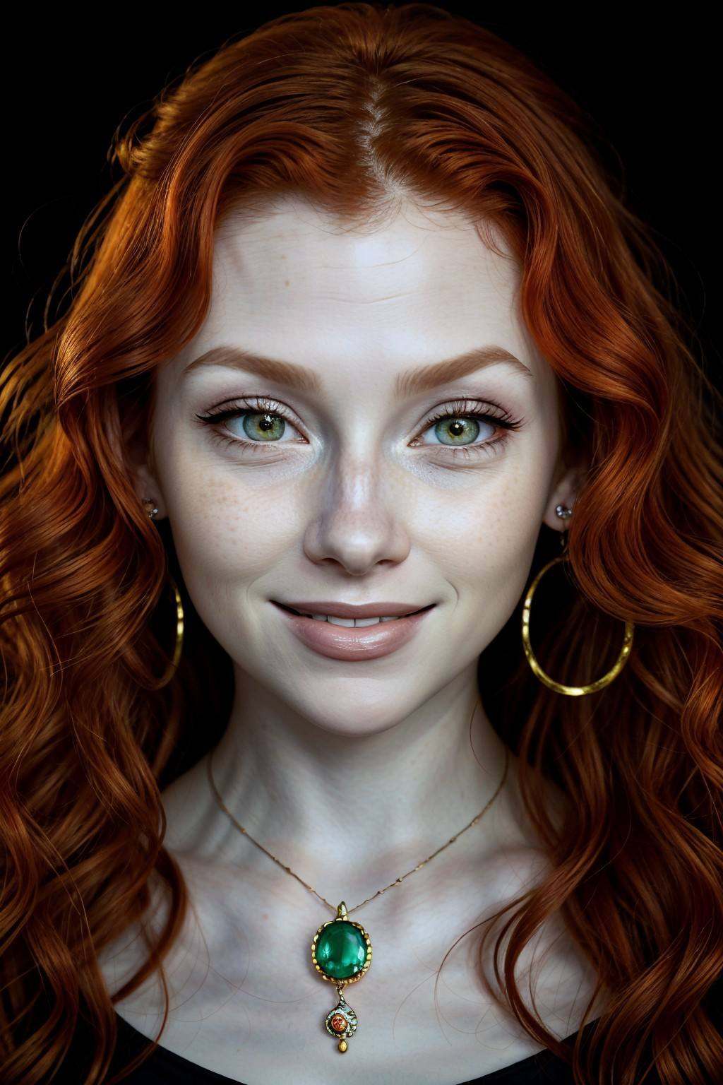 photo of ChandlerLovelle with red orange hair,  focus on eyes,  close up on face on Tensor.Art