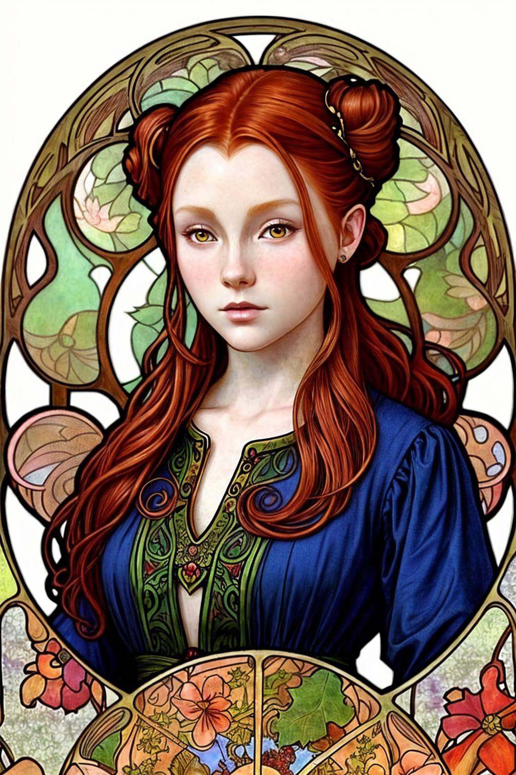 ChandlerLovelle with long red hair,  focus on eyes,  close up on face on Tensor.Art