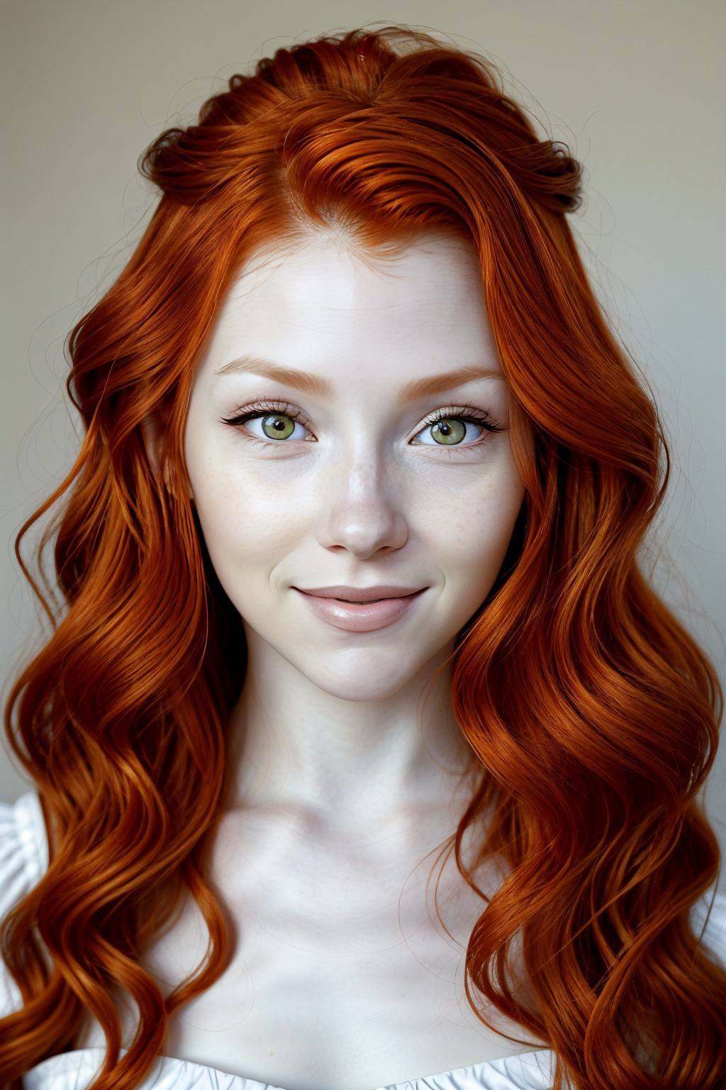 photo of ChandlerLovelle with red orange hair,  focus on eyes,  close up on face on Tensor.Art