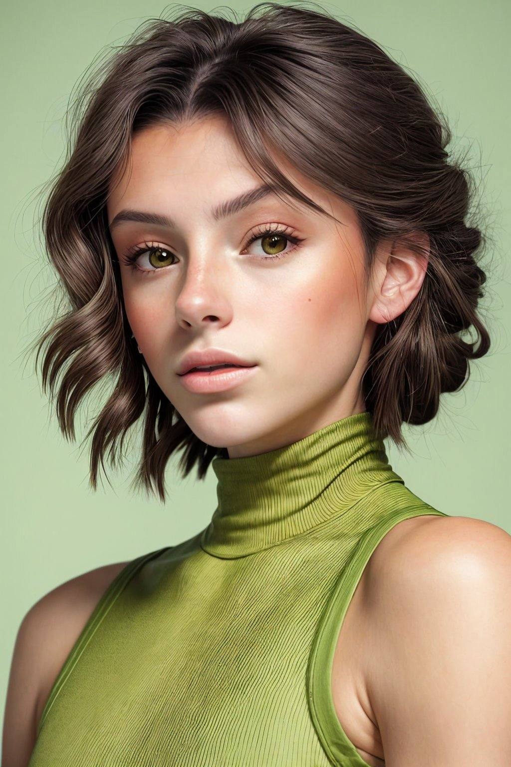 headshot photo of SavannahRaeDemers,  focus on face,  wearing a turtleneck on Tensor.Art