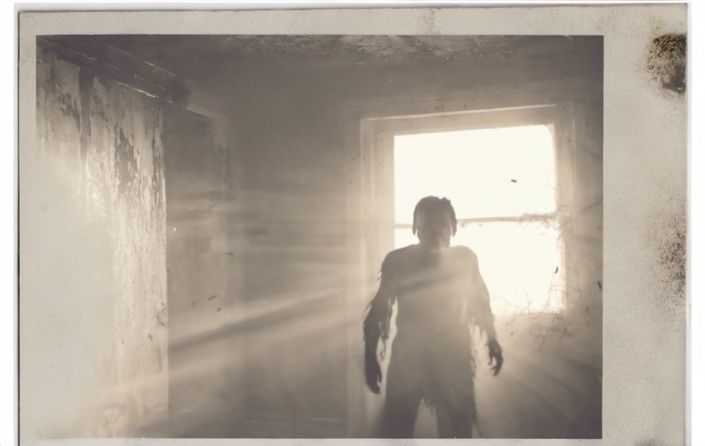 zombie entering an abandoned house,  dark shadows,  dust on Tensor.Art