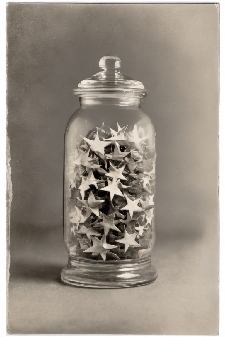 Photograph of a glass jar filled with stars on Tensor.Art