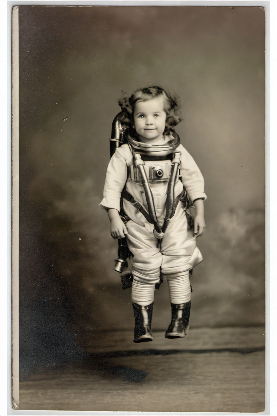 little girl with a big jetpack,  flying in the sky on Tensor.Art