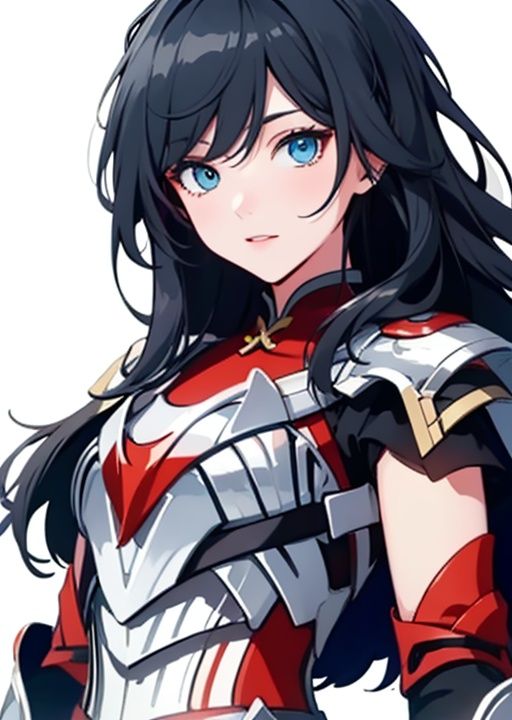 (masterpiece:1.3),(the best quality:1.2),(super fine illustrations:1.2),(Masterpiece),high quality,high detail,(white background:1.2),looking at viewer,(SOLO:1.4),outline,simple background,<lora:火与剑:0.8>, shoulder_armor,fu_hua,blue_eyes,armor,1girl,
