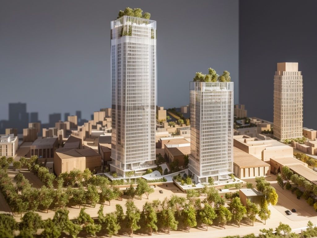 <lora:jzcg027:0.9> jzcg027, modle, scenery, building, city, tree,skyscraper, masterpiece, best quality, 8k， ultra-high definition