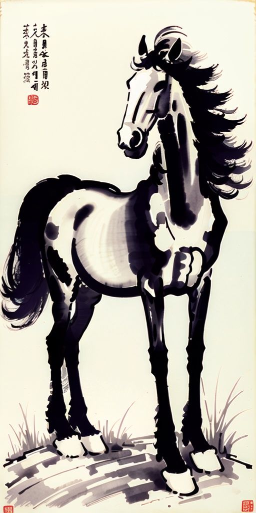 <lora:jzcg020:0.7> jzcg020, traditional chinese painting, horse, masterpiece, best quality, 8k， ultra-high definition