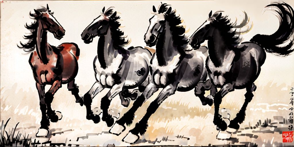 <lora:jzcg020:0.8> jzcg020, traditional chinese painting, horse, masterpiece, best quality, 8k， ultra-high definition