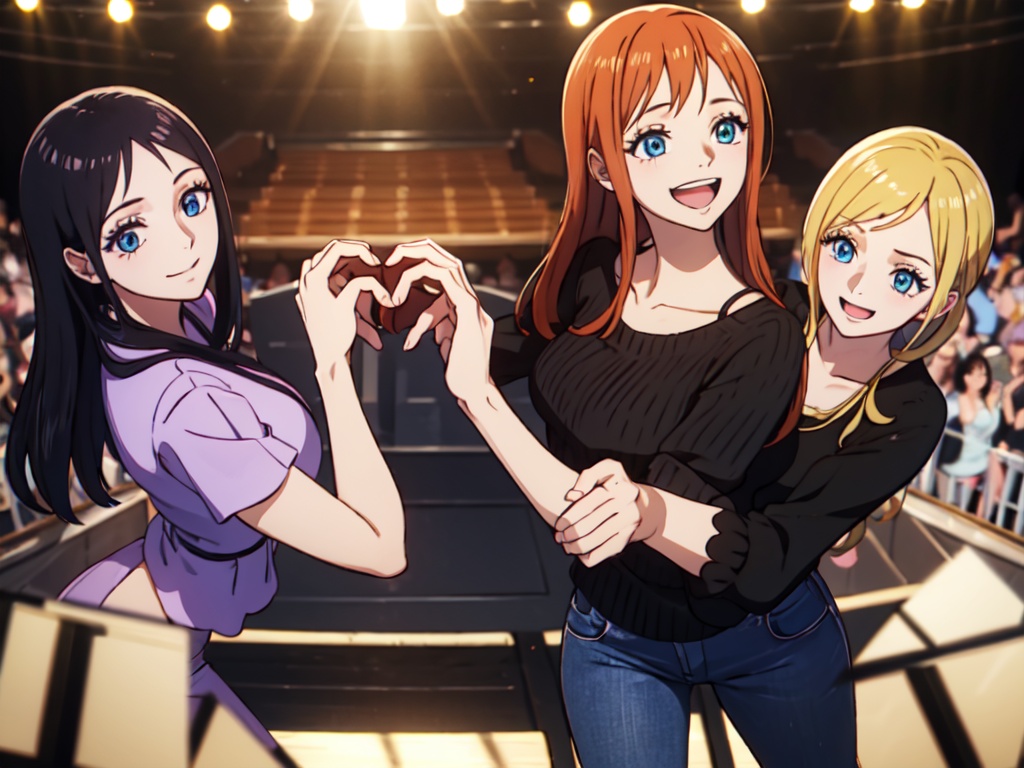 (3girls),  blouse,  smile on Tensor.Art