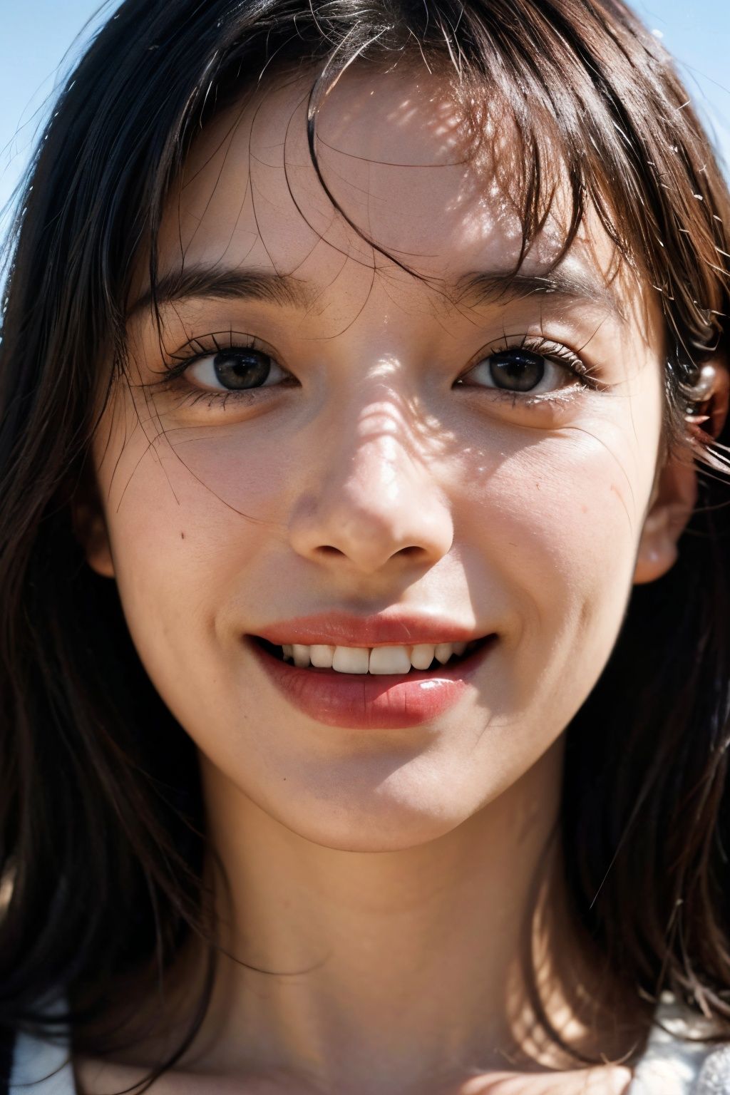 best quality, hyper realism, (ultra high resolution), masterpiece, 8K, RAW Photo,1woman, 40 years old,<lora:不要油光和网红脸的loraV2:0.45> ,(beautiful face:1.8), smile,