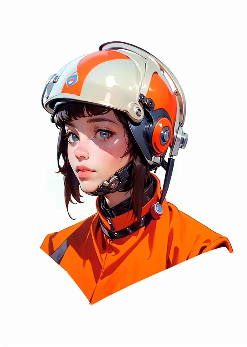 (masterpiece:1.3), (the best quality:1.2), (super fine illustrations:1.2), (Masterpiece), high quality, high detail,((white background:1.2)), looking at viewer, (SOLO:1.4),outline,,simple background,  mat_style,orange_bodysuit,military_uniform,helmet,belt,mat_style,white_gloves,uniform