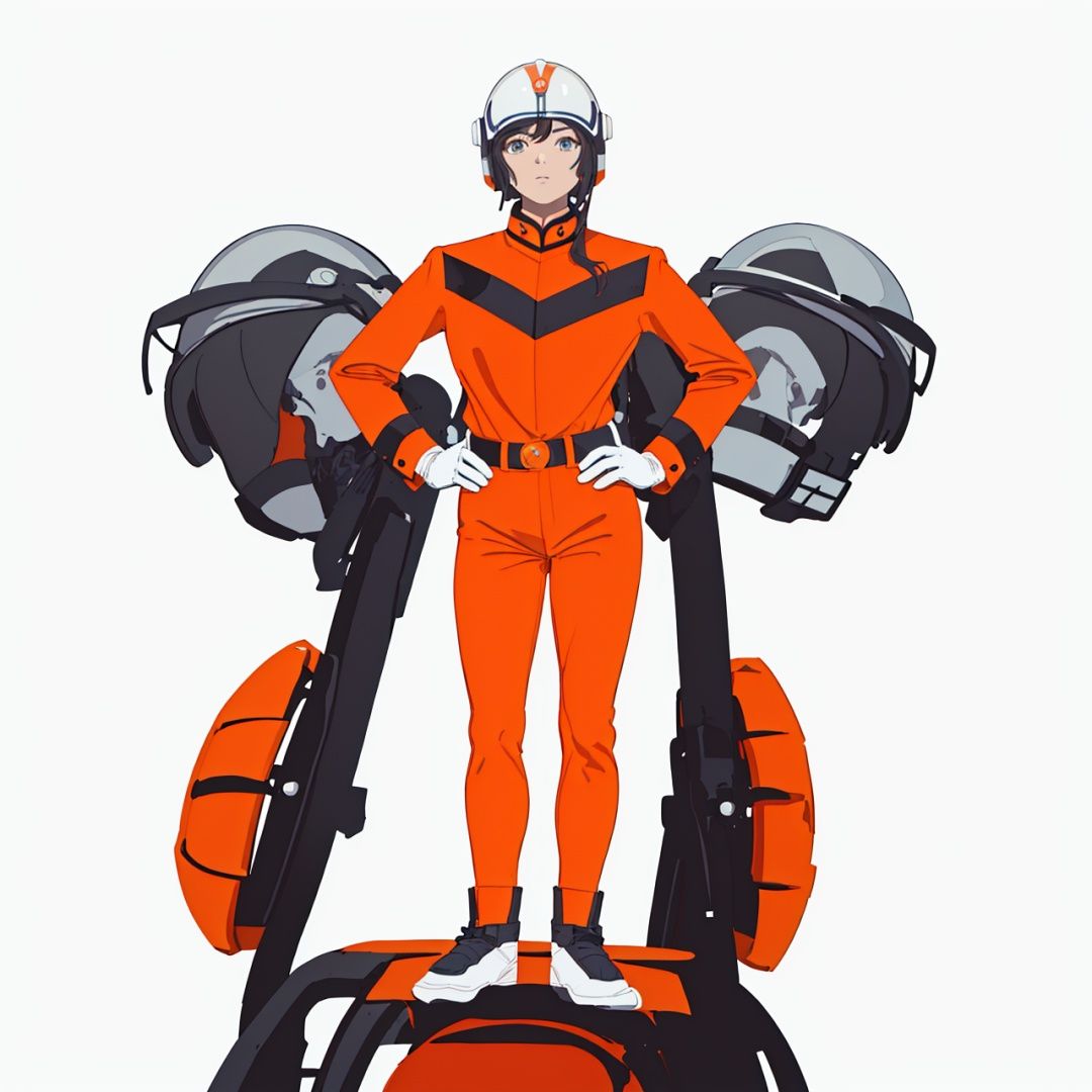 (masterpiece:1.3), (the best quality:1.2), (super fine illustrations:1.2), (Masterpiece), high quality, high detail,((white background:1.2)), looking at viewer, (SOLO:1.4),outline,,simple background, mat_style,orange_bodysuit,military_uniform,((helmet)),belt,mat_style,white_gloves,uniform