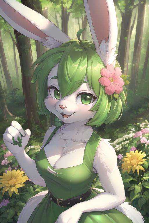 cute rabbit furry girl,  furry female,  rabbit ears on Tensor.Art