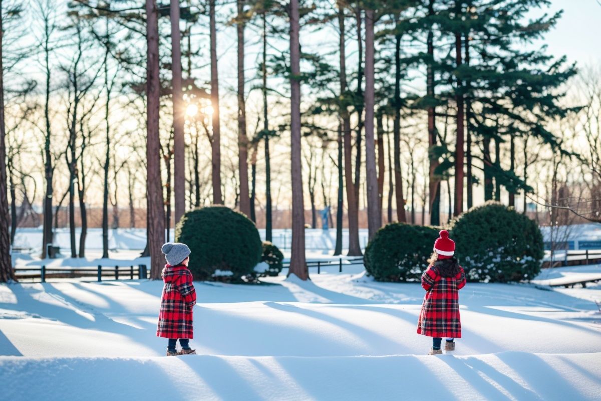 jzcg012，snow, snowing, blurry, tree, depth_of_field, winter, blurry_foreground, plaid, snowflakes, 1girl, building, solo, outdoors, bare_tree, house，<lora:jzcg012:0.9>, masterpiece, best quality, 8k， ultra-high definition