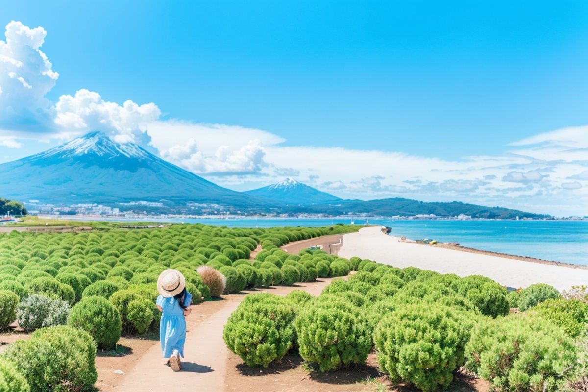 jzcg012，cloud, sky, blue_sky, cloudy_sky, day, hat, ocean, horizon, outdoors, mountain, mountainous_horizon, beach, straw_hat, 1girl, condensation_trail<lora:jzcg012:0.9>, masterpiece, best quality, 8k， ultra-high definition
