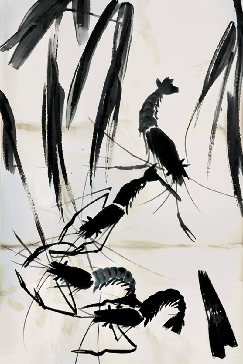 <lora:jzcg034:0.9> jzcg034, traditional chinese painting,shrimp, masterpiece, best quality, 8k, ultra-high definition