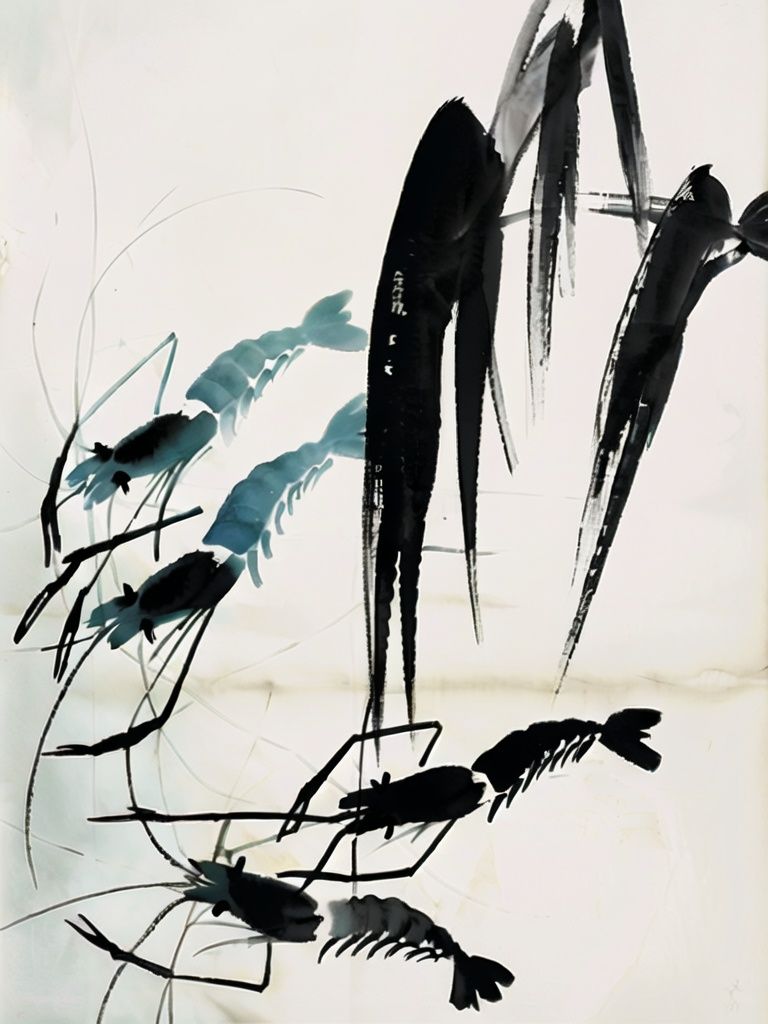 <lora:jzcg034:0.9> jzcg034, traditional chinese painting, shrimp,, masterpiece, best quality, 8k, ultra-high definition