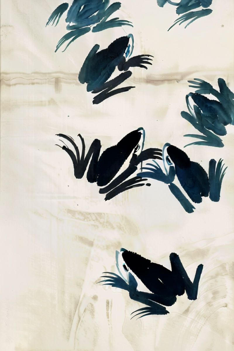 <lora:jzcg034:0.9> jzcg034, traditional chinese painting,frog,water plants, masterpiece, best quality, 8k, ultra-high definition