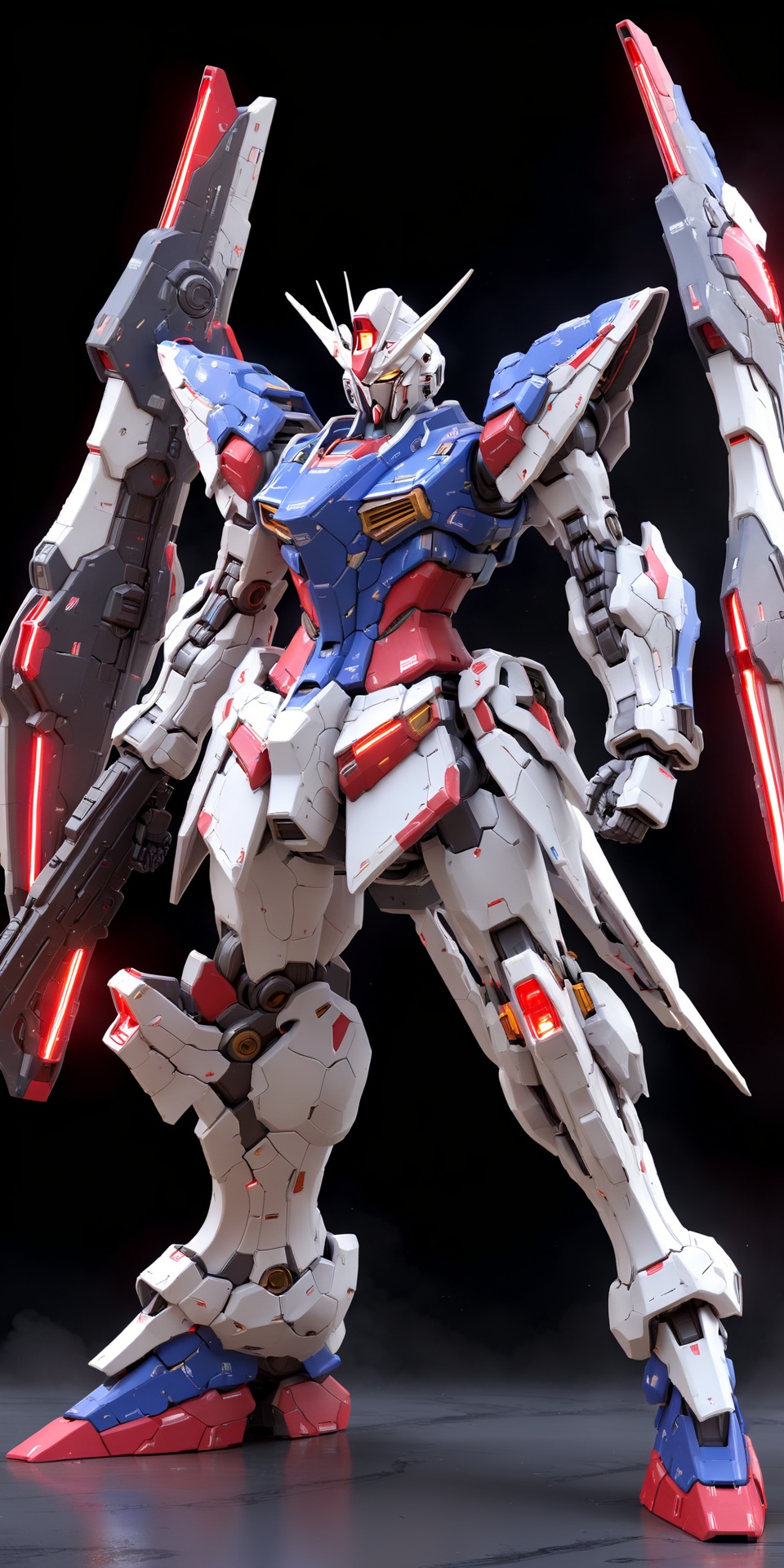  (masterpiece),(best quality),(galaxy nebula stardust dark sandstorm swirling),Detailed,crazy details,Dynamic Angle,Combat action,fighting_stance,full body, Gundam adopts an extremely futuristic streamlined design, making the entire model more smooth and natural.
a (mecha) with sleek and menacing design, 
Gundam,solo, Metal mecha,sidelighting,standing, weapon,gun,clenched_hands,shield,no_humans, glowing, robot,glowing_eyes, 3d model,futuristic technology,mechanical,science fiction,Streamlined design,Armor,Beam rifle,
4K,Official art, unit 8 k wallpaper, beautiful and aesthetic, masterpiece, best quality, full body Still life photography, long exposure, studio environment, super detail, metal texture and tension composition, super realistic, C4D, OC rendering, 3D, super HD16k, super wide angle,