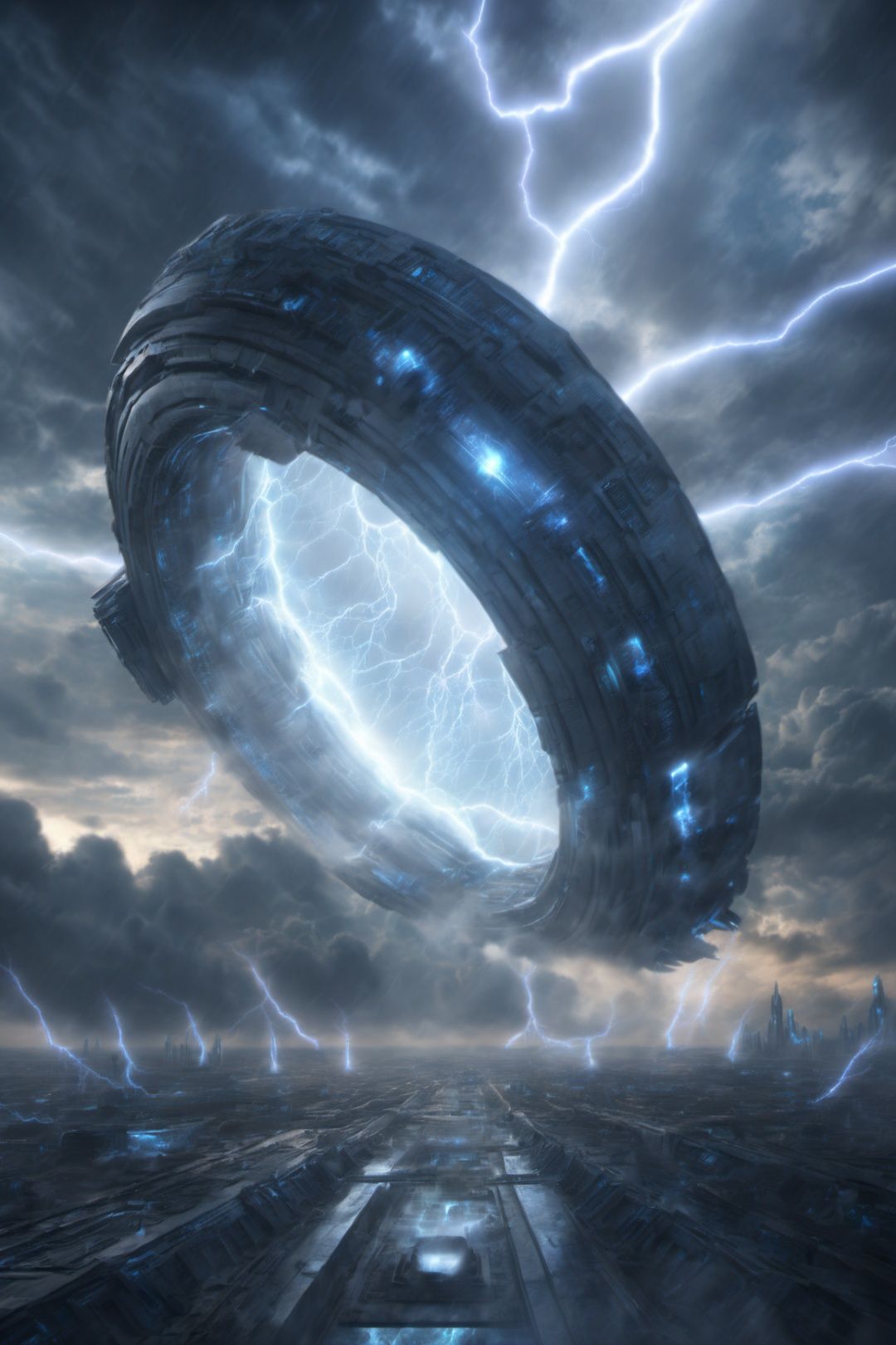 scenery, cloud, no humans, science fiction, sky, lightning, cloudy sky, fantasy, electricity,wujie