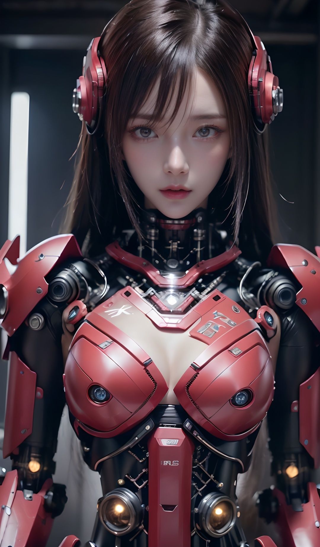 HDR, UHD, 8K, Highly detailed, best quality, masterpiece, 1girl, realistic, Highly detailed, (EOS R8, 50mm, F1.2, 8K, RAW photo:1.2), ultra realistic 8k cg,,huolinger,,cyborg,linghua,Pink Mecha,solo