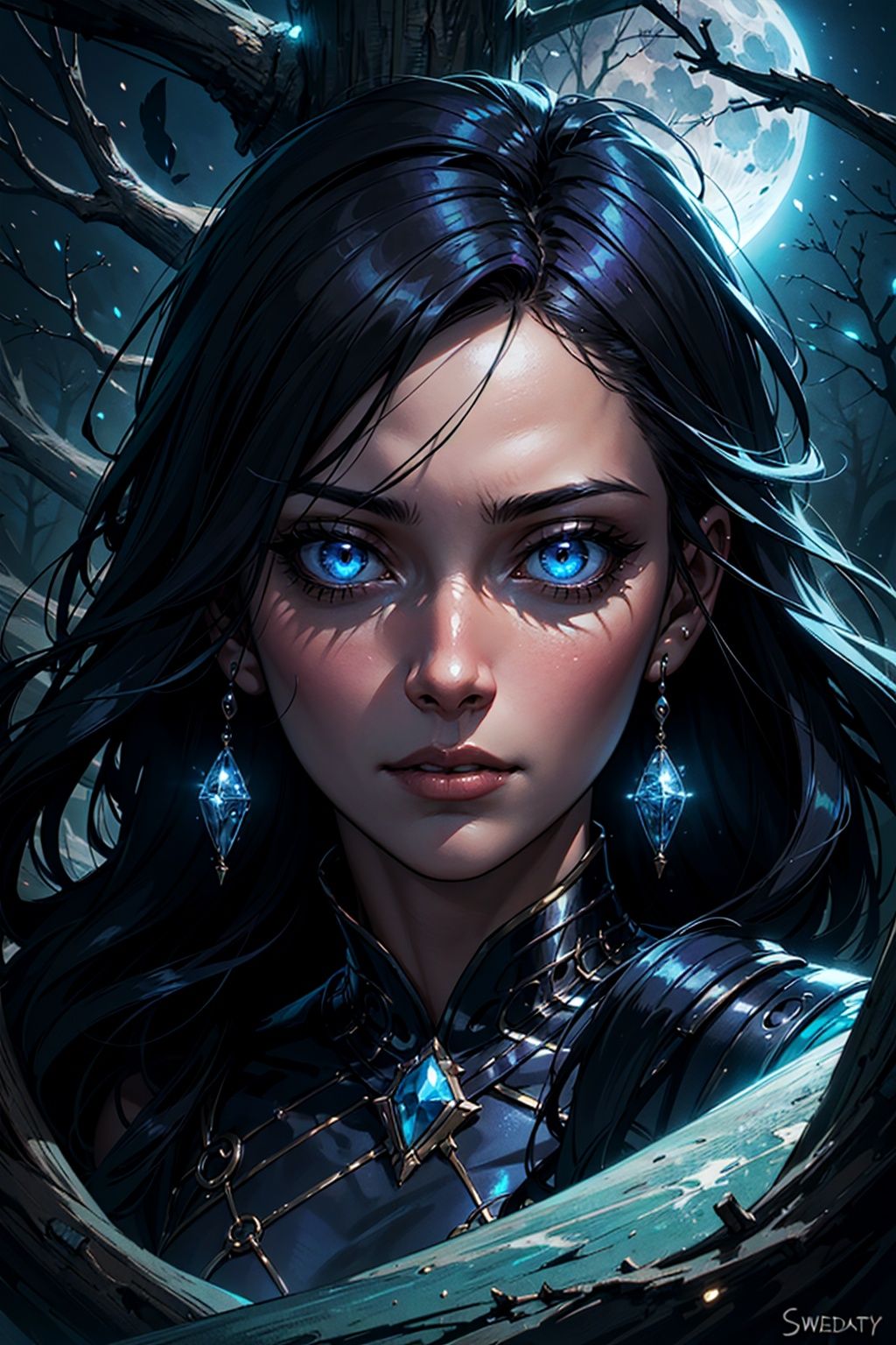 1girl,  The moonlight shines down upon it,  bringing with it swirling magical lights on Tensor.Art
