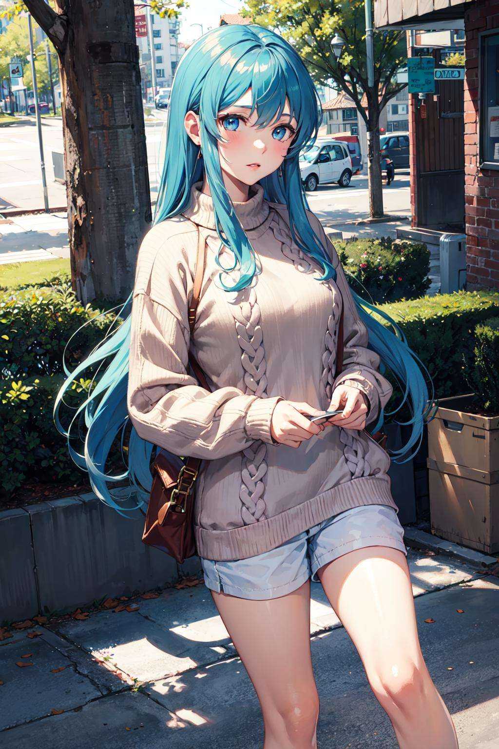 1girl,  long hair,  aqua hair on Tensor.Art