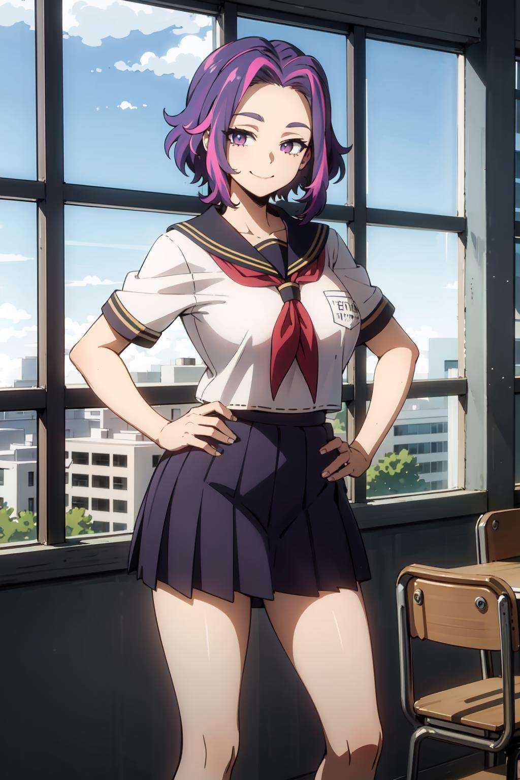 1girl,  short hair,  purple hair on Tensor.Art