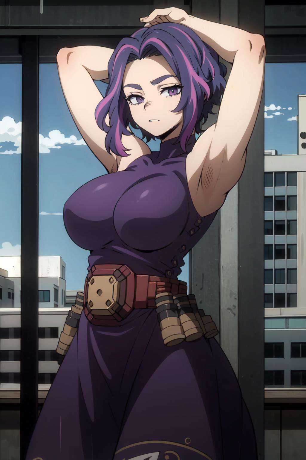 1girl,  short hair,  purple hair on Tensor.Art