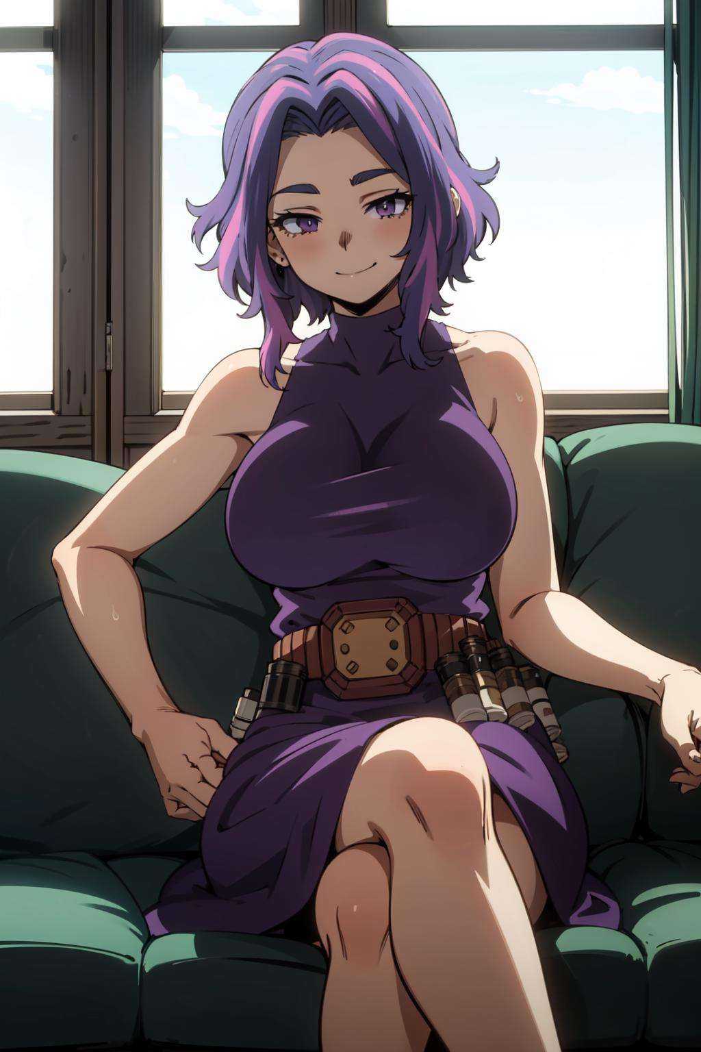 1girl,  short hair,  purple hair on Tensor.Art