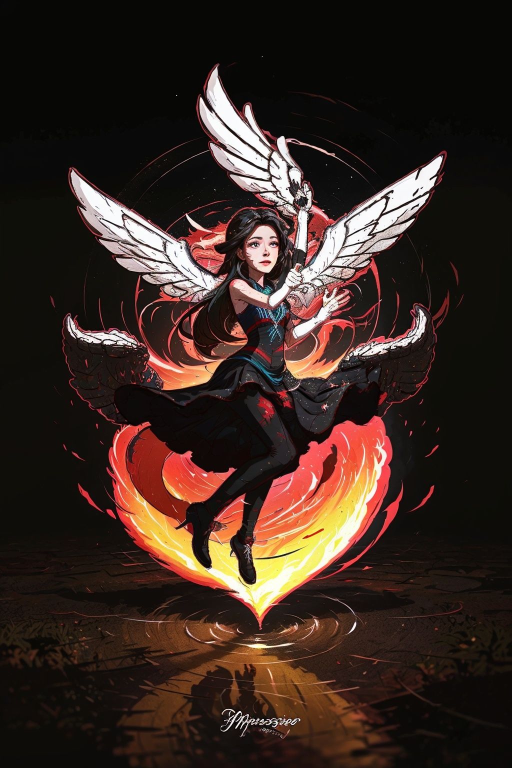 (masterpiece, best quality:1.5)<lora:EpicLogo-000008:0.8>, EpicLogo, a girl dancing freely, love tones, soothing tones, ultra realistic, dust forming wings, glitter, coloful and dark, (ultra detailed), amazing aesthetics, (perfect hands), detailed face, 