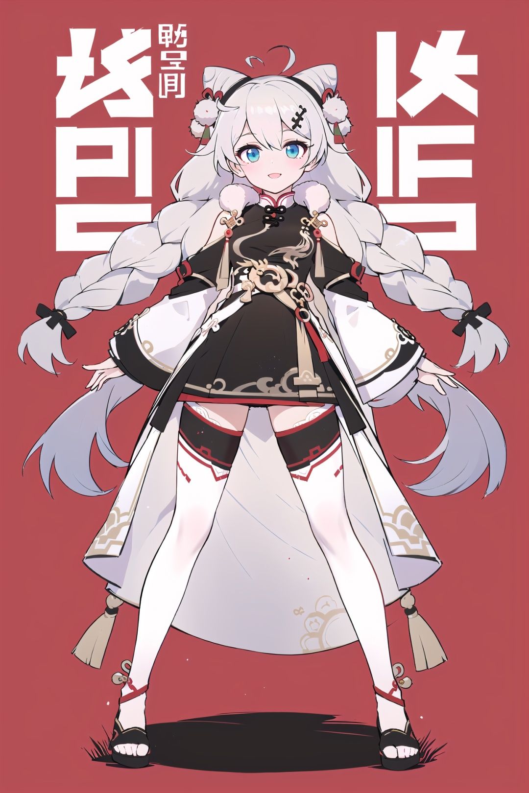 best, 8k, UHD, masterpiece, bright, high quality, flat color, 1girl, (red background:1.2), head lift, air bubble, Ultra-Wide Angle, text censor, solo, video game cover, zettai ryouiki, mosaic censoring, silhouette, ahoge, from below, (wall of text:1.2), number background,(full body:1.2),(looking at viewer:1.2), beach,light smile
\\\\\\\\\\\\\\\\\\\\\\\\\\\\\\\\\\\\, 
 (xuetu: xuetu, double bun, chinese clothes, china dress:1.1), qiyana: blue eyes, long white hair, twin braids, bangs,
\\\\\\\\\\\\\\\\\\\\\\\\\\\\\\\\\\\\\\\\\\\\\\\\\\\\
 good hands, nice hands,bare hands,(beautiful_face), ((intricate_detail)), (revealing clothes:1.2), clear face,((finely_detailed)), fine_fabric_emphasis,((glossy)),