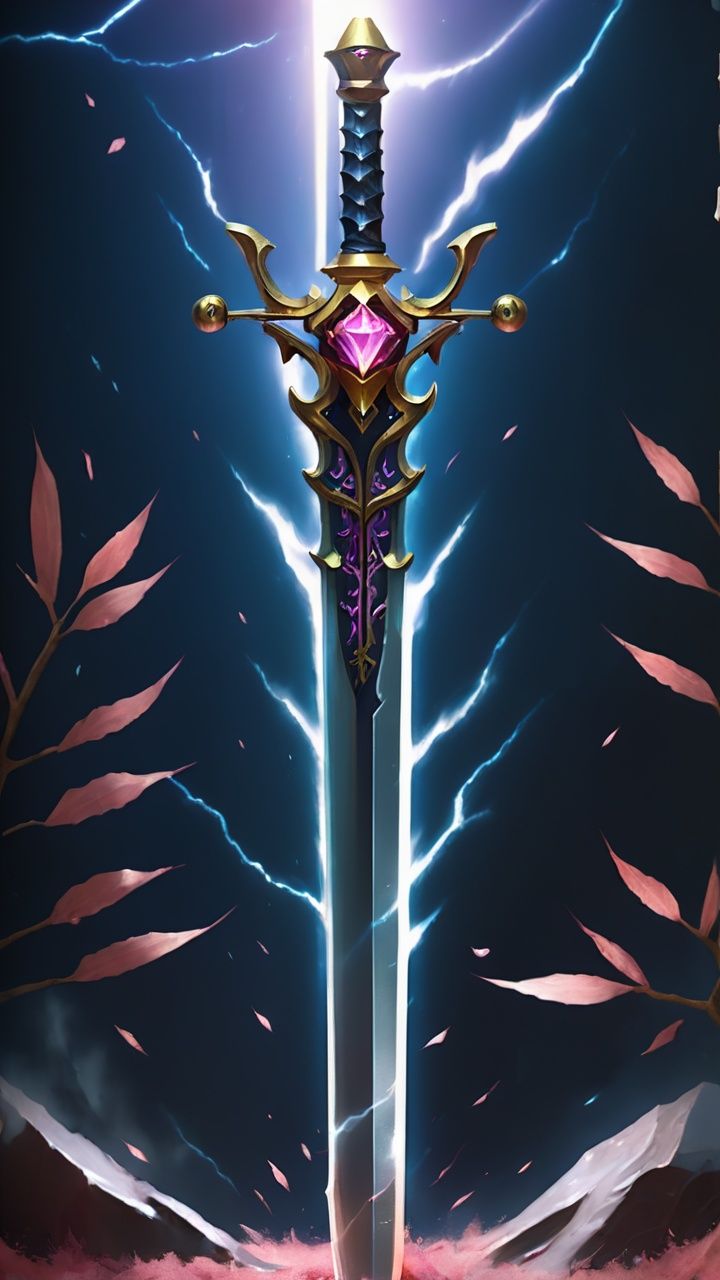 (Sword :1.5)(Super realistic thick strokes :1.5) Ancient full-body cold weapons, sharp, complex details, magic epic, ambient light, volume light, rose background<lora:sdxl_wuqiV3:1>