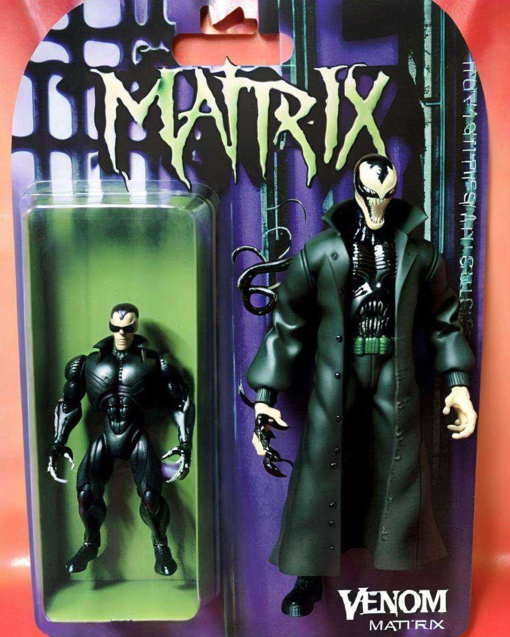 Venom-Matrix: Combining Venom and Neo from The Matrix,  this action figure embodies symbiotic chaos:0.6 and digital rebell...
