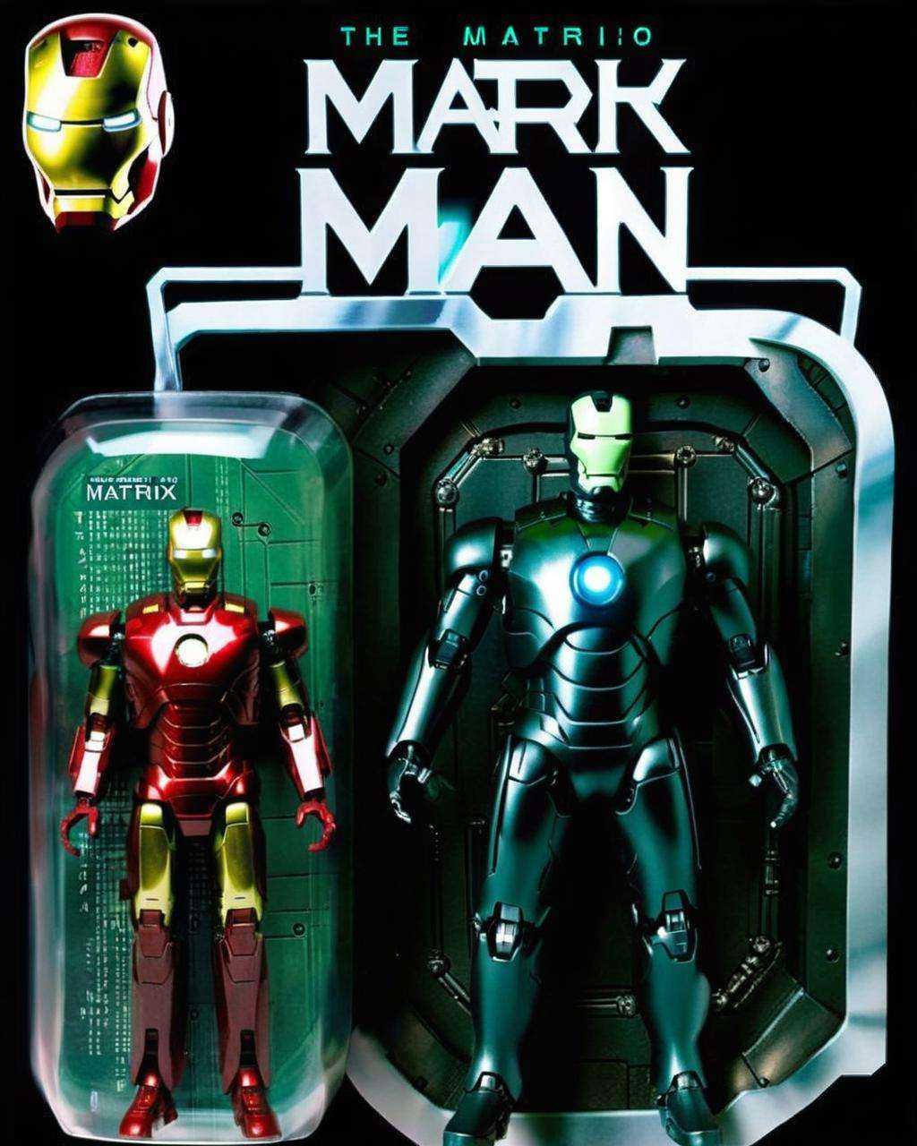 Iron-Matrix Man: Combining Iron Man and Neo from The Matrix,  this action figure possesses high-tech armor:0.4 and challen...