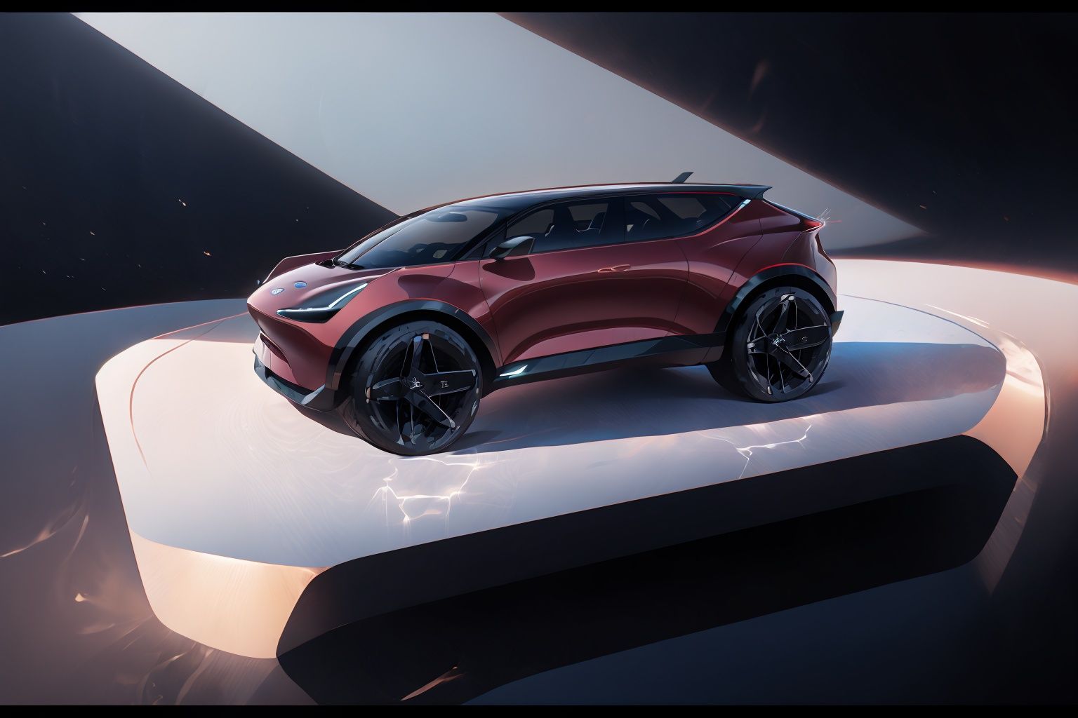  A sci-fi car,SUV,SUV,Cool,electric car,Side 45-degree viewing angle。