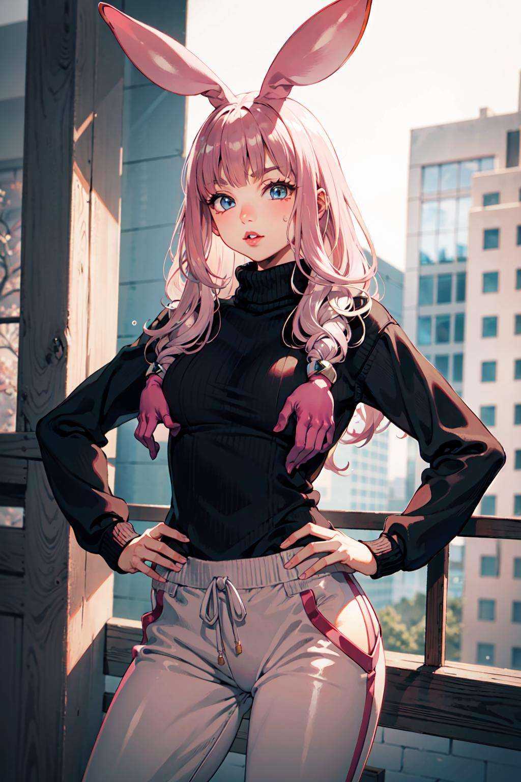 1girl,  blue eyes,  pink hair on Tensor.Art