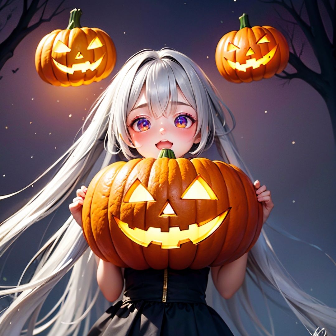  nieni-hd, no humans, blush, open mouth, ghost, smile, highly detailed, psychedelic art (1.4), floating in dark mist (1.1),(best quality), (masterpiece), dreamlike art, cute, kawaii, no watermark signature, detailed background, jack-o'-lantern,nieni-hd, ng, NYDarkHalloween