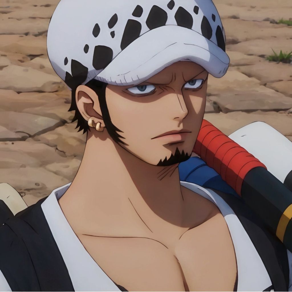 male focus,  solo,  hat,  weapon,  facial hair,  black hair,