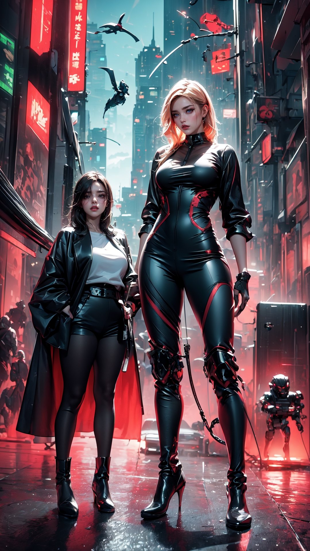 High detailed ,  2 female standing side by side ,  uniform on Tensor.Art