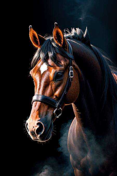 black necrohorse emitting black smoke,  RAW photo,  full sharp on Tensor.Art