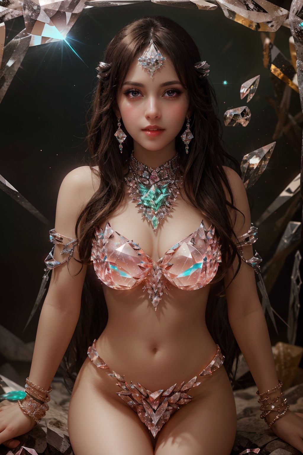 Tribal style gl4ss,  beautiful woman made of gl4ss,  transparent on Tensor.Art
