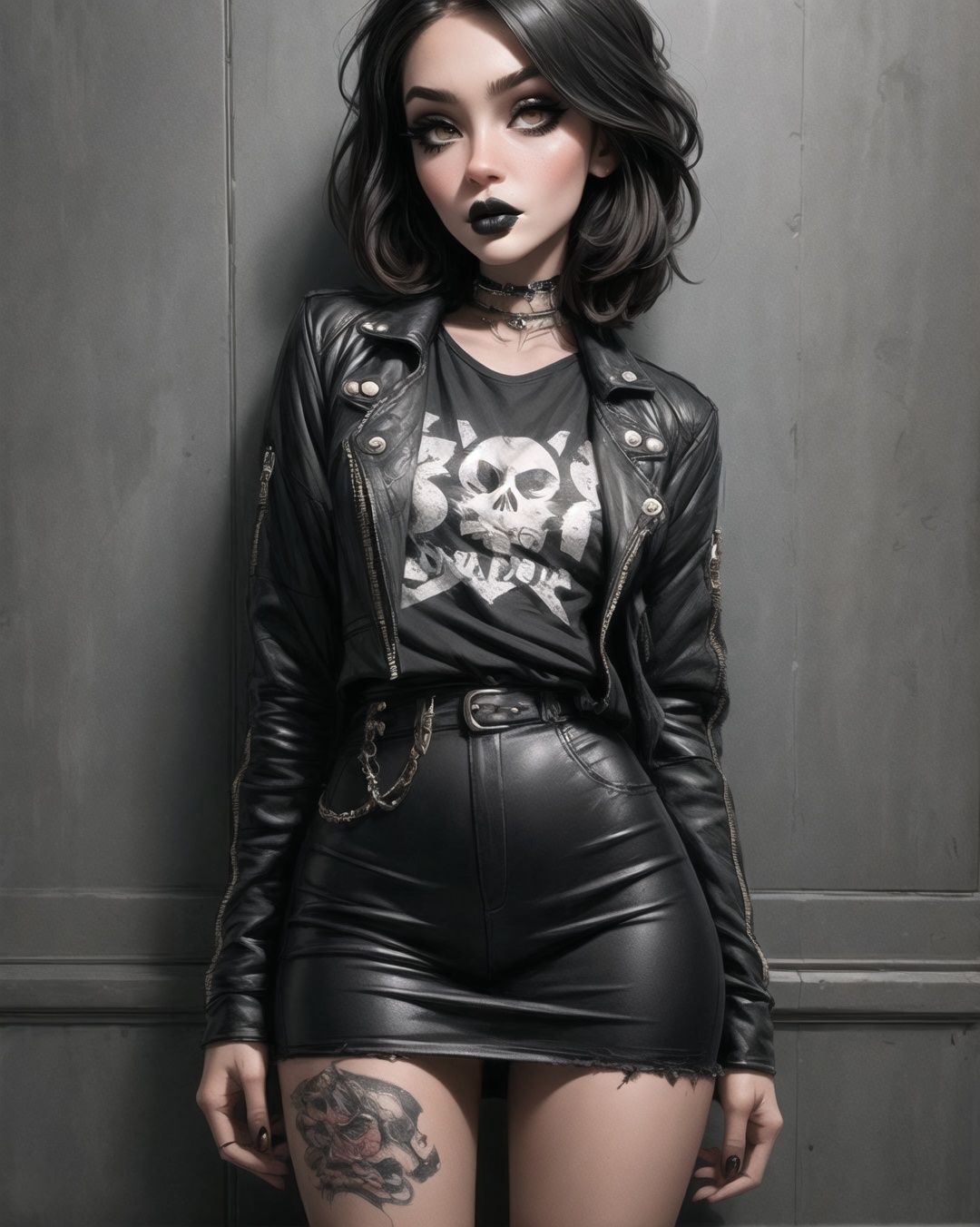 1girl,  punk,  against wall on Tensor.Art