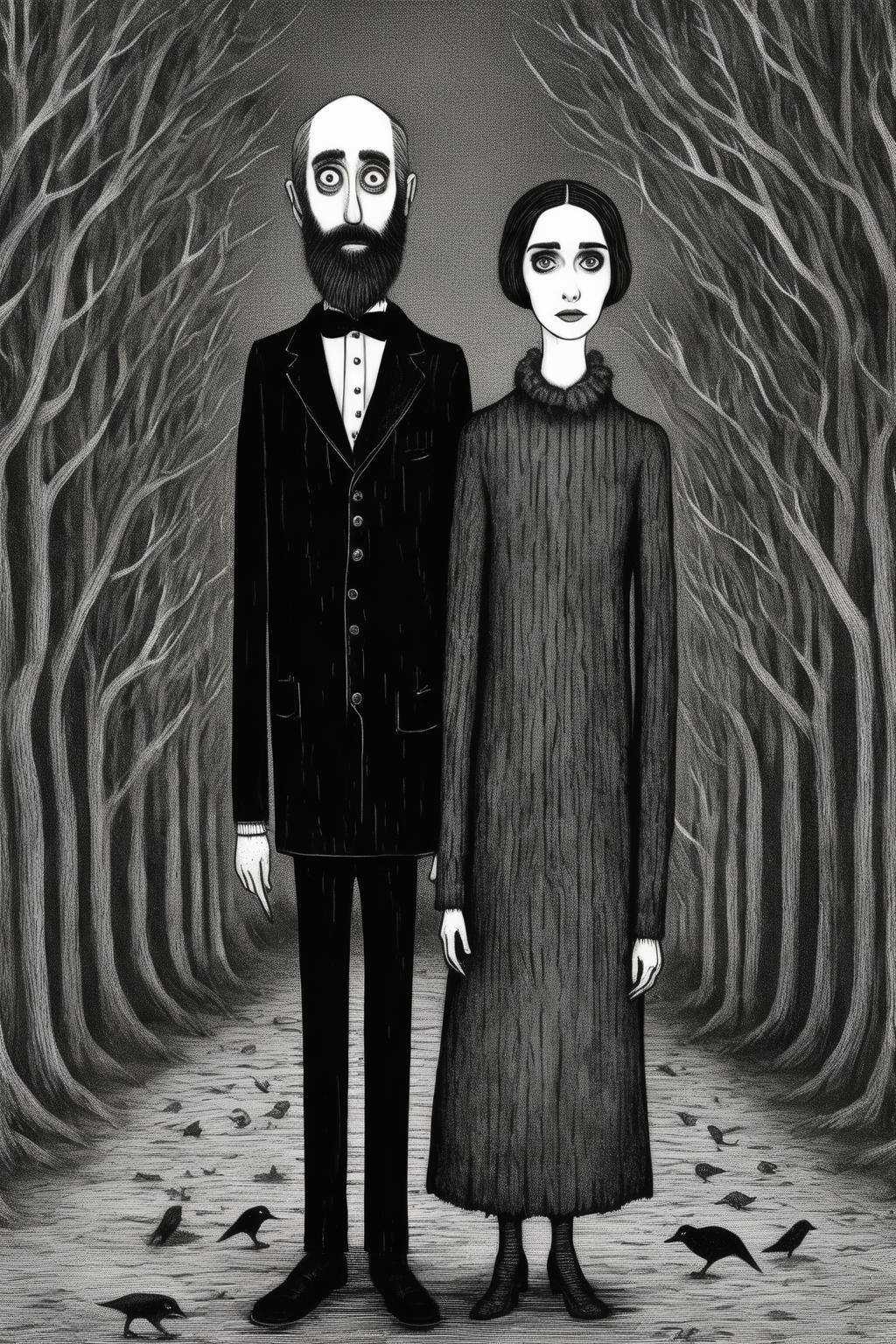 Edward Gorey Style - illustration Edward gorey and Winona Ryder in style of Edward gorey on Tensor.Art