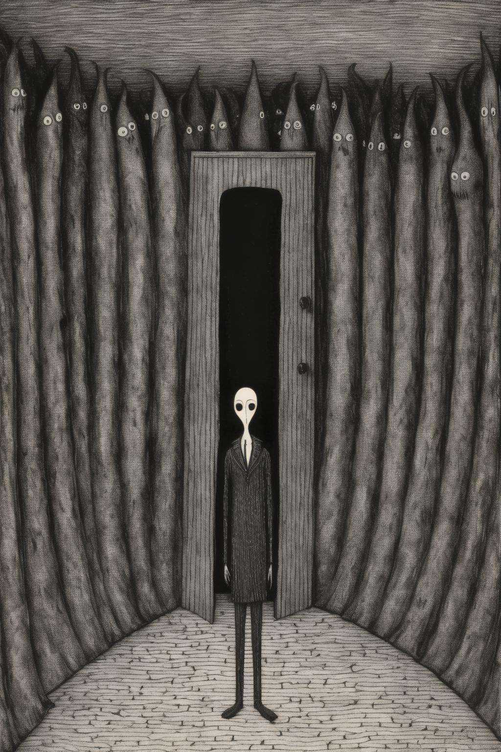 Edward Gorey Style - In Edward Gorey style,  transitory liminal space between limbo and hell. on Tensor.Art