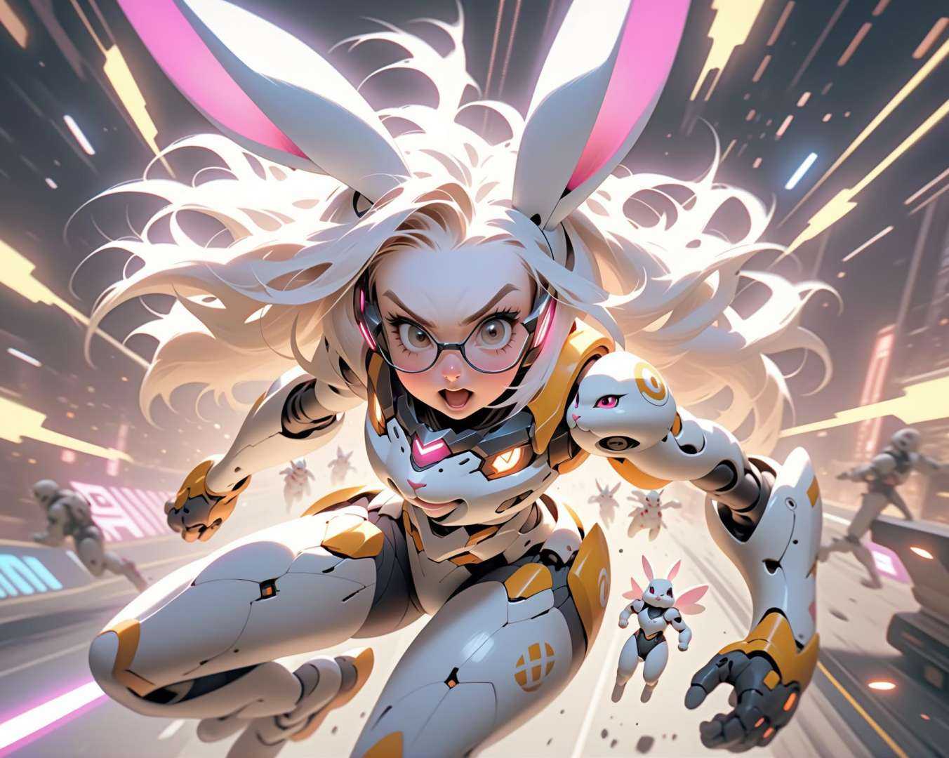 league of legends style,  girl with long white hair,  glasses on Tensor.Art